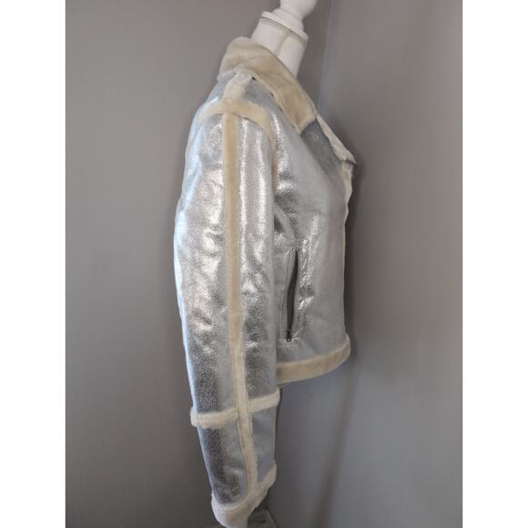 Fabulous Furs silver metallic futuristic Y2K coat by Donna Salyers lg - Picture 4 of 10